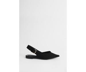 Oasis Sandy Faux Suede Pointed Slingback Buckle Flat Shoes In Natural Black natural black