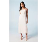 Oasis Satin Chiffon Mix Tie Shoulder Bridesmaid Midi Dress In Blush blush 14