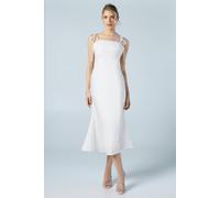 Oasis Satin Chiffon Mix Tie Shoulder Wedding Dress In Ivory ivory