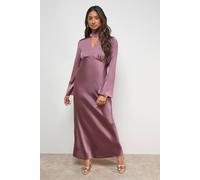 Oasis Satin Cut Out Flare Sleeve Bias Midi Dress In Mauve mauve 8