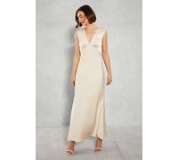 Oasis Satin Open Back Detail Maxi Bridesmaid Dress In Champagne champagne 18