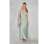 Oasis Satin Open Back Detail Maxi Bridesmaid Dress In Sage sage 12