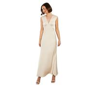 Oasis Satin Open Back Detail Maxi Bridesmaids Dress, 14, Champagne