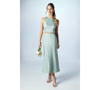 Oasis Satin Racer Bridesmaid Co-Ord Top In Sage sage 14