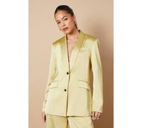 Oasis Satin Slim Tailored Blazer In Olive olive 6
