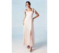 Oasis Satin Tie Shoulder Midi Bridesmaids Dress, 12, Blush
