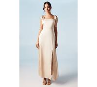 Oasis Satin Tie Shoulder Midi Bridesmaid Dress In Champagne champagne 6
