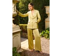 Oasis Women's Satin Wide Leg Tailored Trouser in Olive | Size: 8 Oasis Olive 8