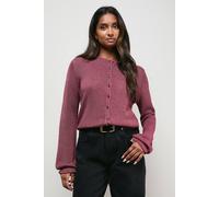 Oasis Scallop Neck Button Down Cardigan In Chocolate chocolate