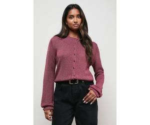 Oasis Scallop Neck Button Down Cardigan In Chocolate chocolate