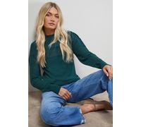 Oasis Scallop Neck Volume Sleeve Jumper In Forest forest S