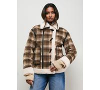 OASIS Shearling Trim Check Coat 14
