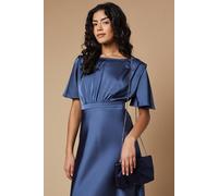 Oasis Women's Ruched Satin clutch Bag with Removable Shoulder Strap in Navy Oasis Navy One Size