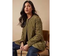 Oasis Short Quilted Diamond Padded Coat In Khaki khaki 8