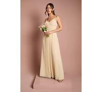 Oasis Women's By Coast Strappy Pleated Bridesmaid Dress With Ruffle Detail in Ivory | Size: 12 Oasis Ivory 12