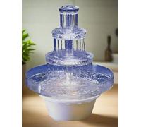 Oasis Supply, 12.5" Lighted Wedding Cake Water Fountain - Clear 3-Tier Decorative Cake Centerpiece Fountain, 10" Wide, Plug-in (No Batteries), for Water Only