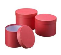 OASIS Symphony Lined Flower Hat Boxes - Set of 3 - Red Matte Finish
