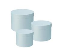 Oasis Symphony Round Hat Boxes Set Of 3 - Baby Blue, Waterproof Floral Gift Boxes With Liner, Fsc Cardboard, Stackable Design