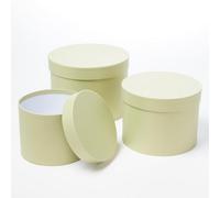 Oasis Symphony Round Hat Boxes Set Of 3 - Baby Peach, Waterproof Floral Gift Boxes With Liner, Fsc Cardboard, Stackable Design