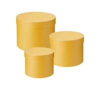 Oasis Symphony Round Hat Boxes Set Of 3 - Baby Yellow, Waterproof Floral Gift Boxes With Liner, Fsc Cardboard, Stackable Design