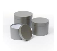 Oasis Symphony Round Hat Boxes Set Of 3 - Chrome Grey, Waterproof Floral Gift Boxes With Liner, Fsc Cardboard, Stackable Design