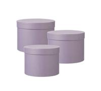 Oasis Symphony Round Hat Boxes Set Of 3 - Lilac, Waterproof Floral Gift Boxes With Liner, Fsc Cardboard, Stackable Design