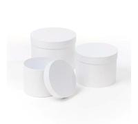 Oasis Symphony Round Hat Boxes Set Of 3 - White, Waterproof Floral Gift Boxes With Liner, Fsc Cardboard, Stackable Design
