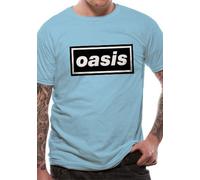 Oasis T Shirt Band Logo Definitely Maybe Official Licensed Blue Mens Rock Merch