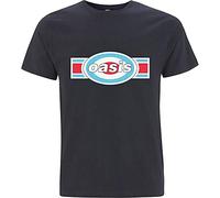 Oasis T-Shirt Oblong Target Band Logo Official Men's Navy Blue L