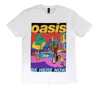(L, White) Oasis T Shirt Be Here Now Illustration Band Logo new Official Unisex White