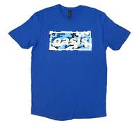Oasis T Shirt Camo Band Logo Official Mens Blue S