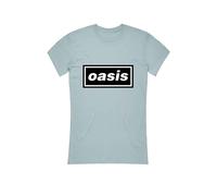 Oasis T Shirt Decca Band Logo new Official Womens Skinny Fit Light Blue