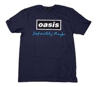 Oasis T Shirt Definitely Maybe Text Logo Navy Blue Official Licensed Tee Merch