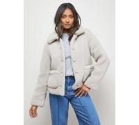 OASIS Teddy Shearling Button Through Short Jacket Stone 14