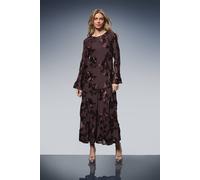 Oasis Textured Floral Detail Midi Dress In Chocolate chocolate 10
