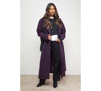 Oasis Tie Belt Detail Midi Coat In Berry berry 14