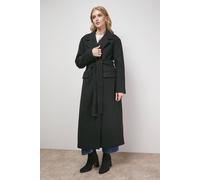 Oasis Tie Belt Detail Midi Coat In Black black 14