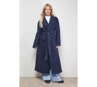Oasis Women's Tie Belt Detail Midi Coat in Navy | Size: 8