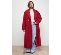 Oasis Tie Belt Detail Midi Coat In Red red 12