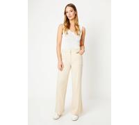 Oasis Top Stitch Patch Pocket Wide Leg Trouser In Stone stone 10