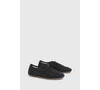 Oasis Tracie Faux Leather Mesh Lace Up Trainers In Black black