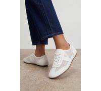 Oasis Tracie Faux Leather Mesh Lace Up Trainers In White white 7