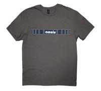 Oasis Unisex T-Shirt - Horizontal Bars Logo - Charcoal Grey - Short Sleeves - Large
