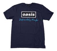 Oasis T-Shirt Definitely Maybe Text Logo - Officially Licensed - Medium Navy