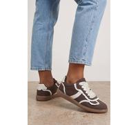 Oasis Women's Tyler Faux Suede Lace Trim Detail Lace Up Trainers in Chocolate | Size: 7 Oasis Chocolate 7