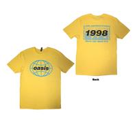 Oasis Unisex T-Shirt 1998 World Tour South America Yellow Back Print (2XL)