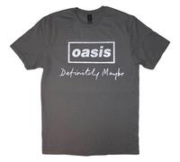 (XL, Grey) Oasis Definitely Maybe Distressed Text T Shirt
