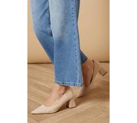 Oasis Vern Faux Suede Pointed Block Court Shoes In Beige beige 4