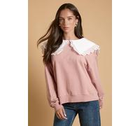 Oasis Women's Volume Sleeve Sweatshirt With Cotton Collar in Antique Rose | Size: 10