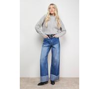 Oasis Wavy Cable Detail Scalloped Neck Jumper In Grey grey L